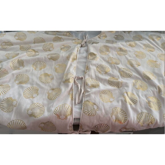 Berkshire Blanket & Home Co Gold Shells Plush Christmas Tree Skirt New - Picture 2 of 5